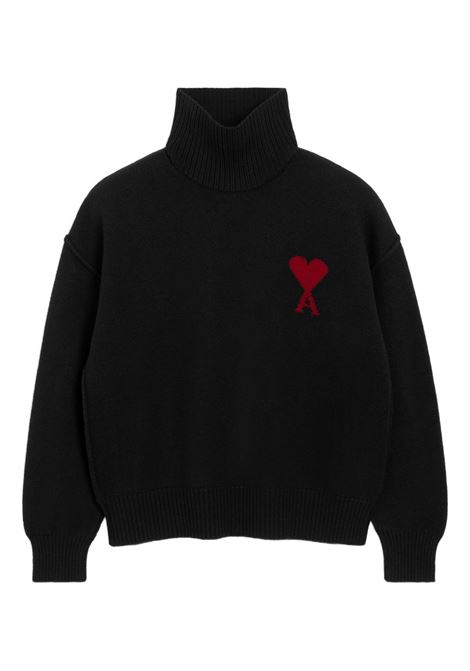 adc fubbeck neck sweater man black AMI PARIS | UKS839.018009
